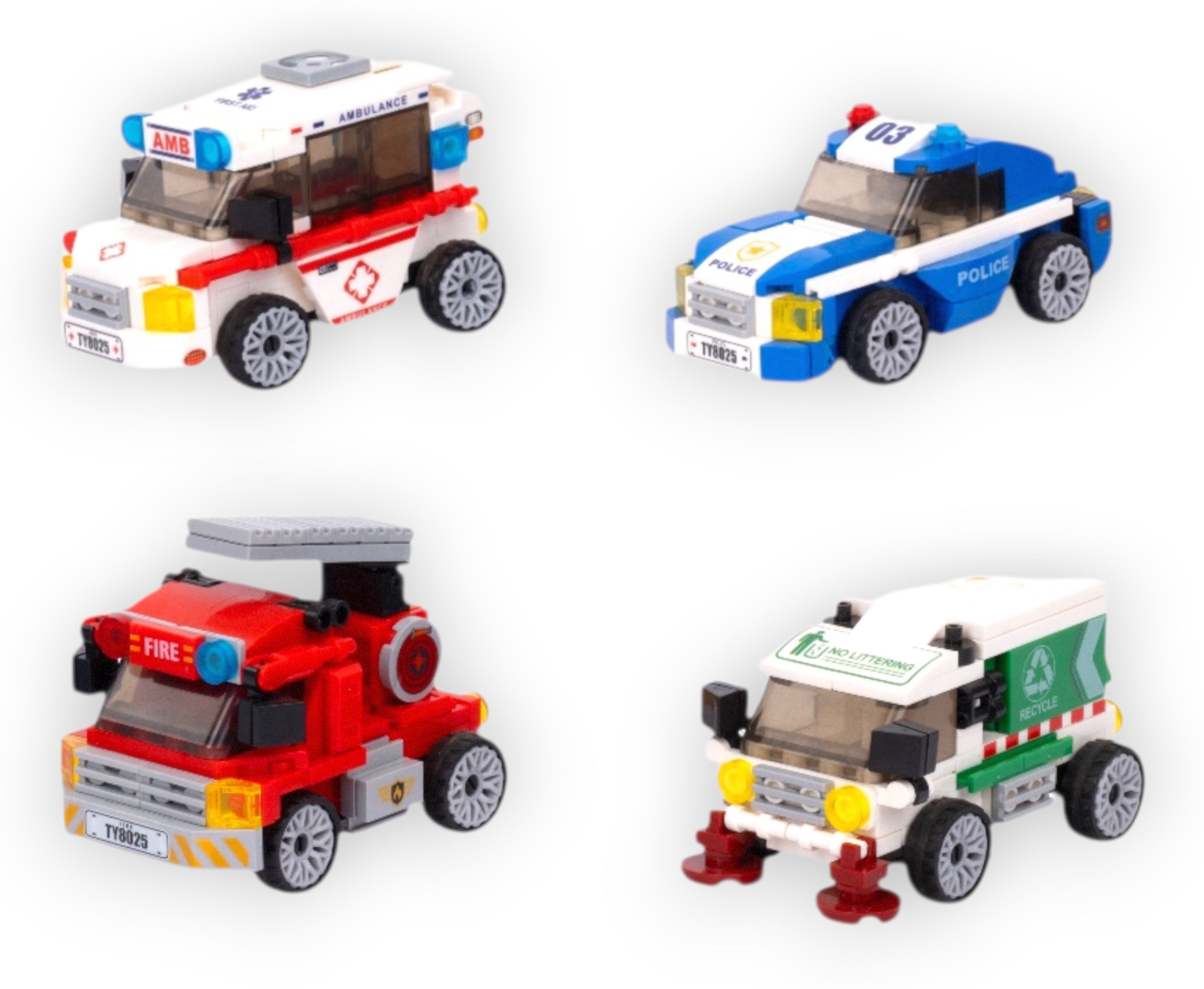 toymersive City Force 4in1 Pull Back Rescue Vehicle Building Block Brick DIY Toy Car Set-picture-14