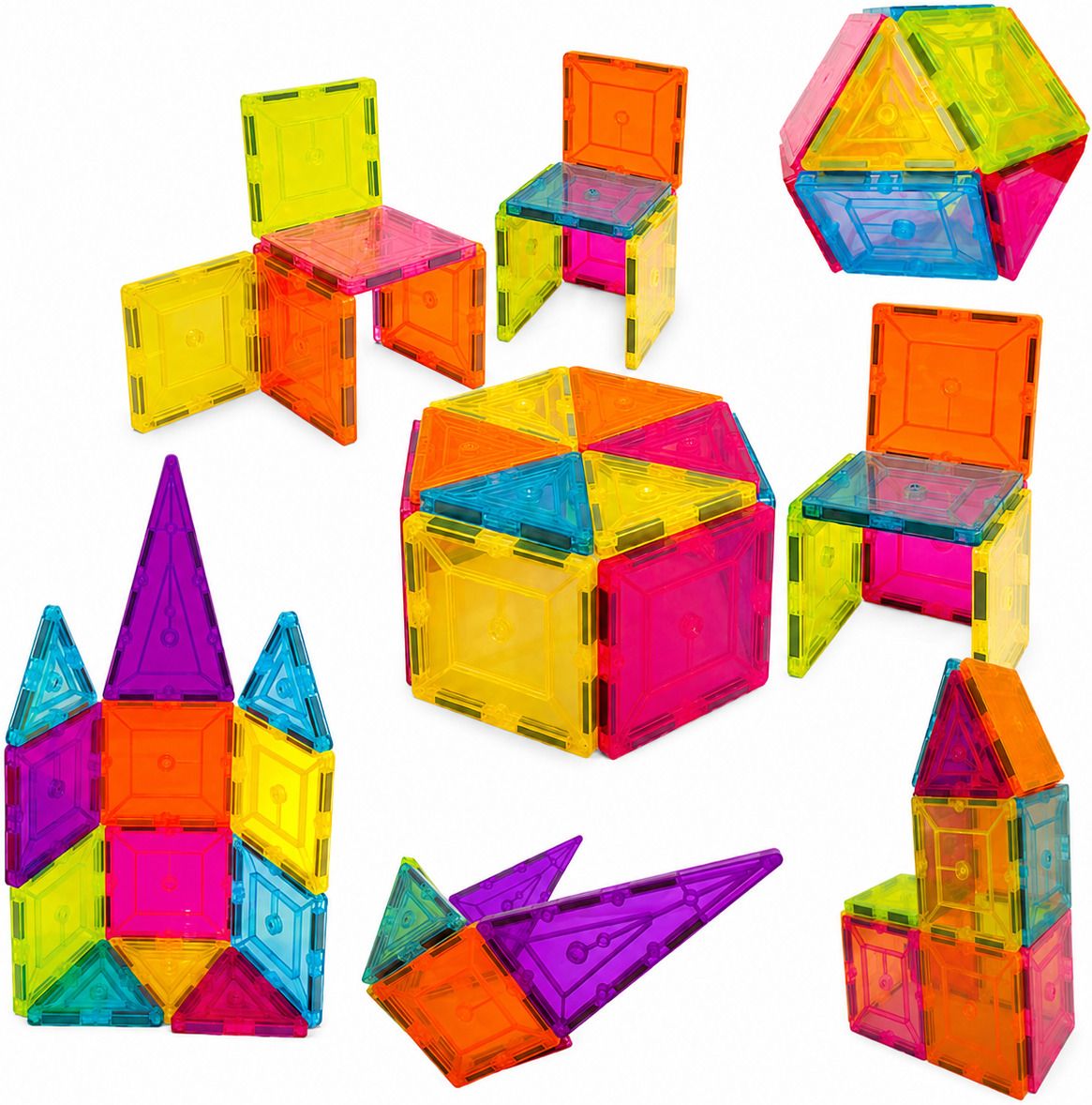 learn with fun 16 Pcs Magnetic Tiles Construction Building Blocks Learning Toy Kids 3+-picture-35