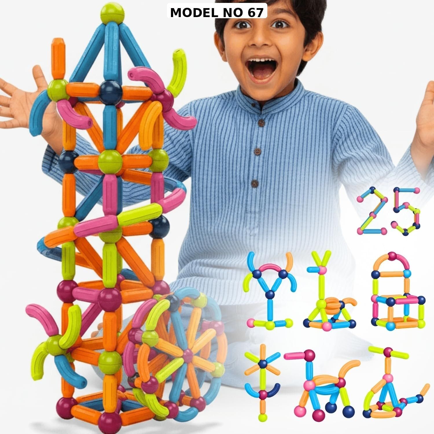 Building Blocks, Learning/Educational Magnetic Toy,Best Gift for Kids B1-image-23