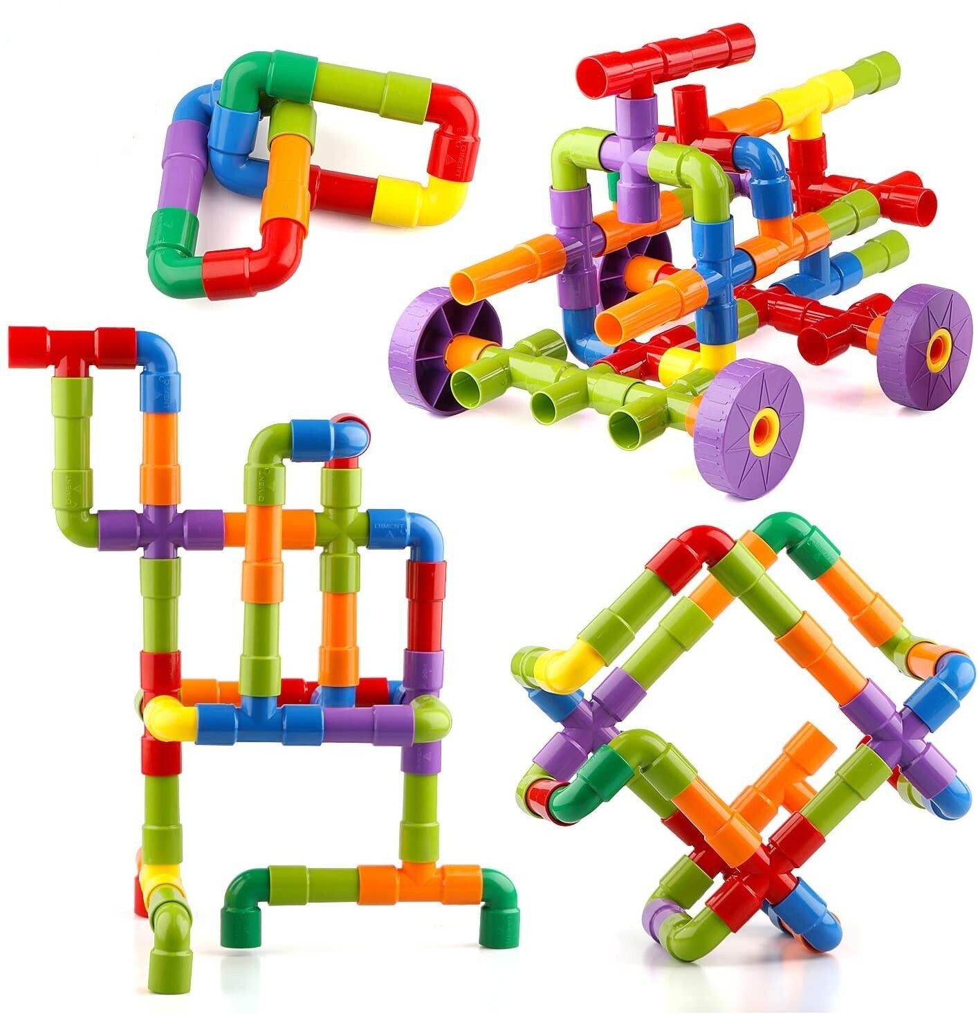 pulsbery 75+ Pieces Pipe Tube Building Blocks Set Toy for 3 4 5 6 7 Age Girls Boys-picture-34