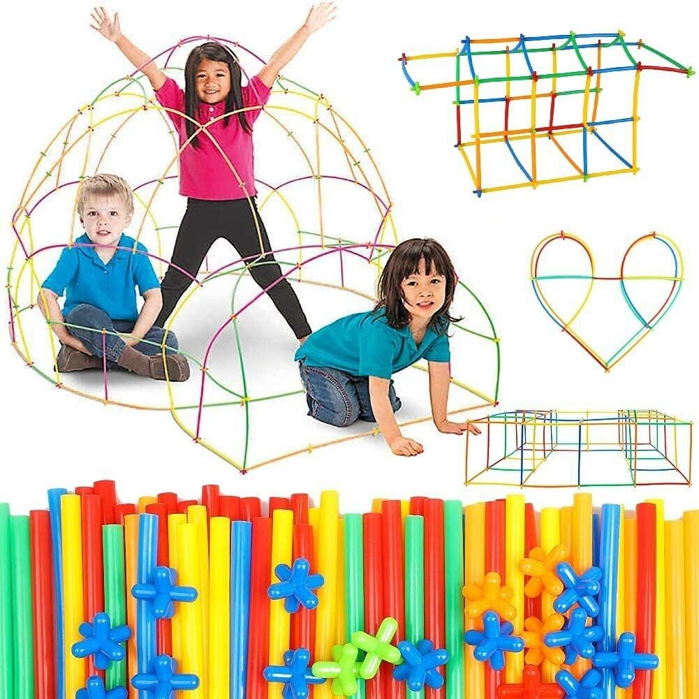 pulsbery Plastic Useful Colorful Straw Building Blocks for Kids-200 Piece-picture-24
