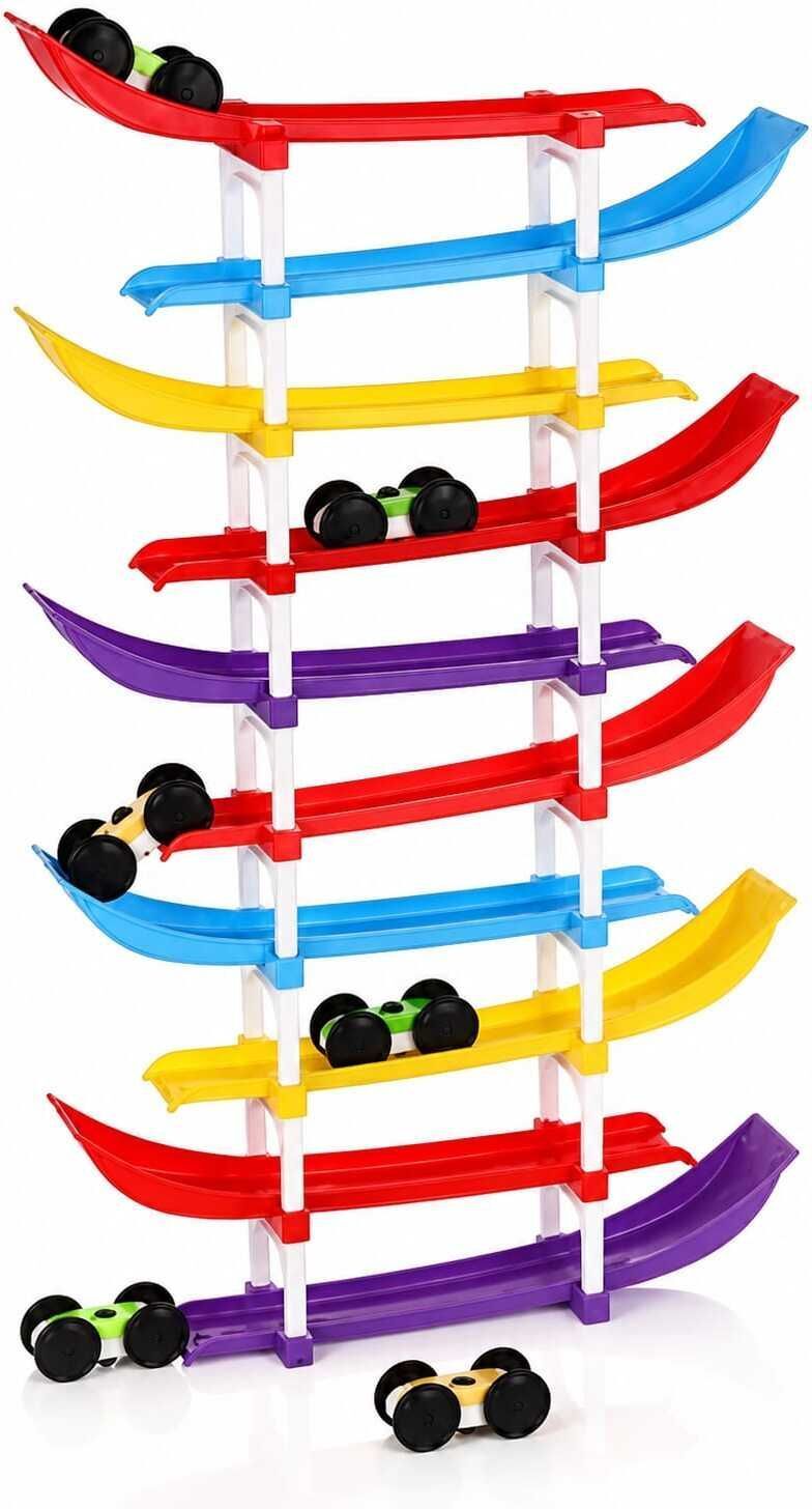 Racer Ramp Car Sliding Toy 10 ramps & 6 cars for Kids Unisex Rainbow Colour-image-24
