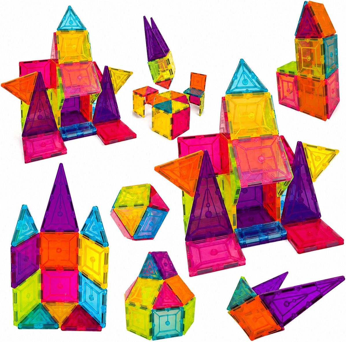 learn with fun 16 Pcs Magnetic Building Blocks Construction STEM Toy for Kids Age 3+-picture-40