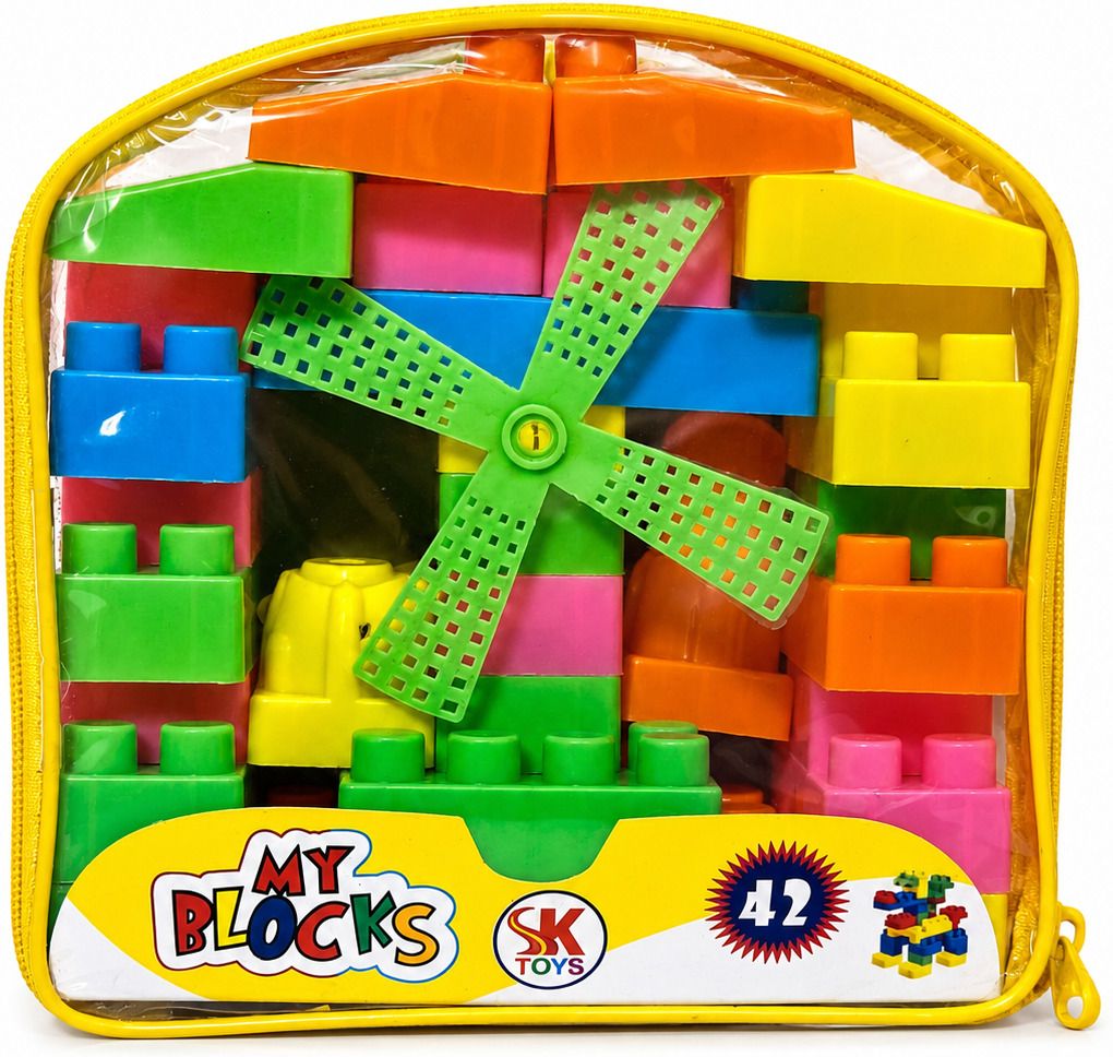 toyzo 42 Pcs Building Block Set with Carry Bag | Creative Learning Toy for Kids 3+-picture-37