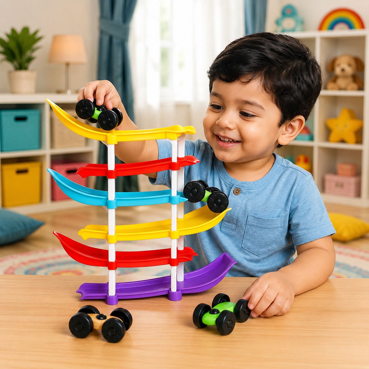 tileez Colorful Ramp Car Racing Track Toy Set for Kids Toddlers Fun-picture-3