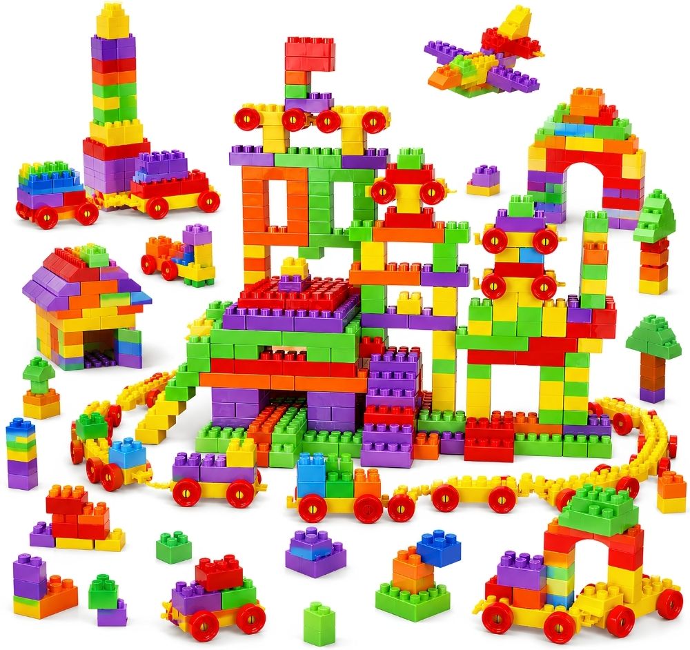 be bright Building Blocks Toy Set with Wheels, Multicolor Construction Bricks for Kids-picture-5