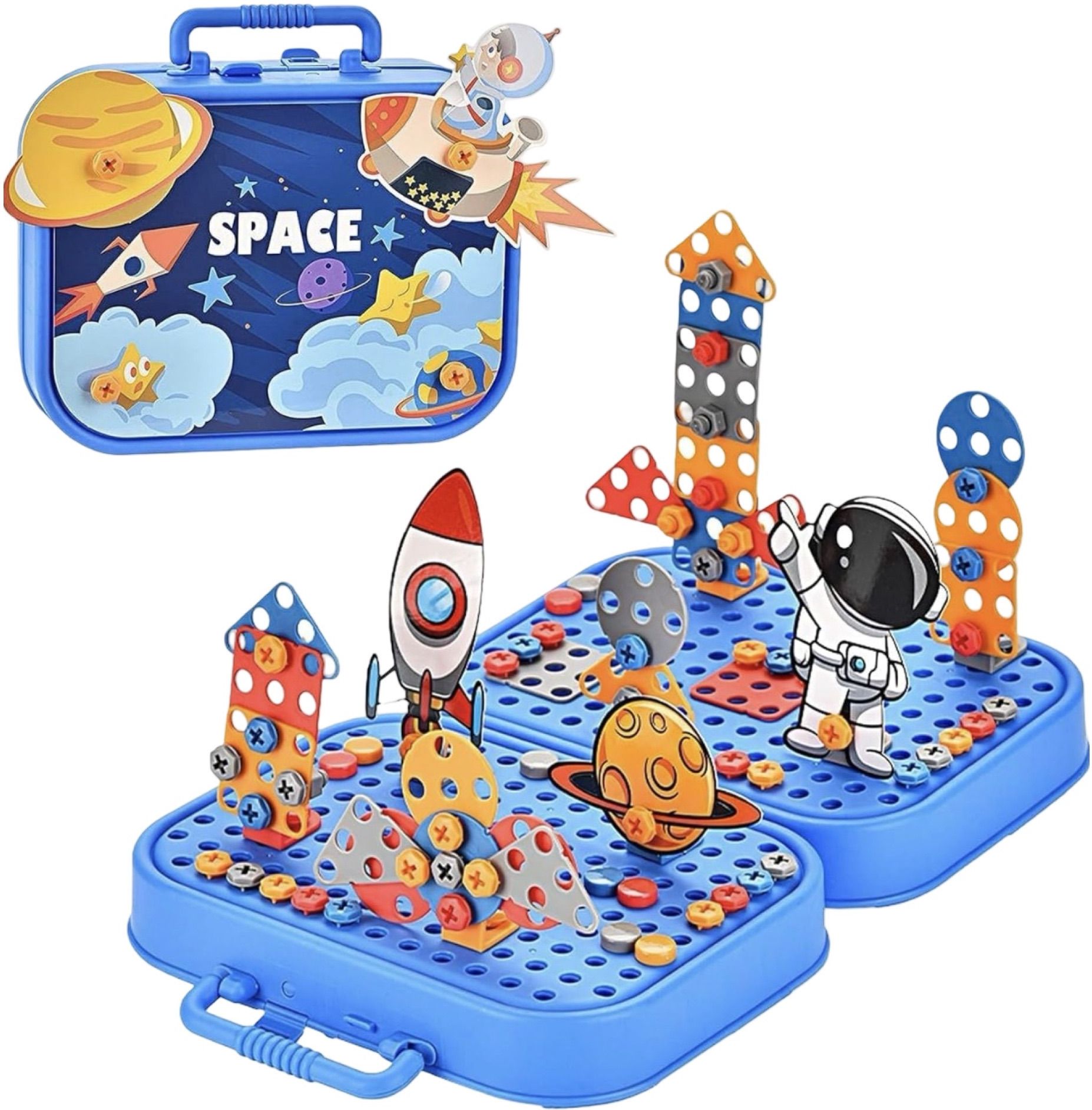 happy chappie Astronaut DIY Electric Drill Puzzle Set 228 Pcs 2D & 3D Building Toy for Kids-picture-5