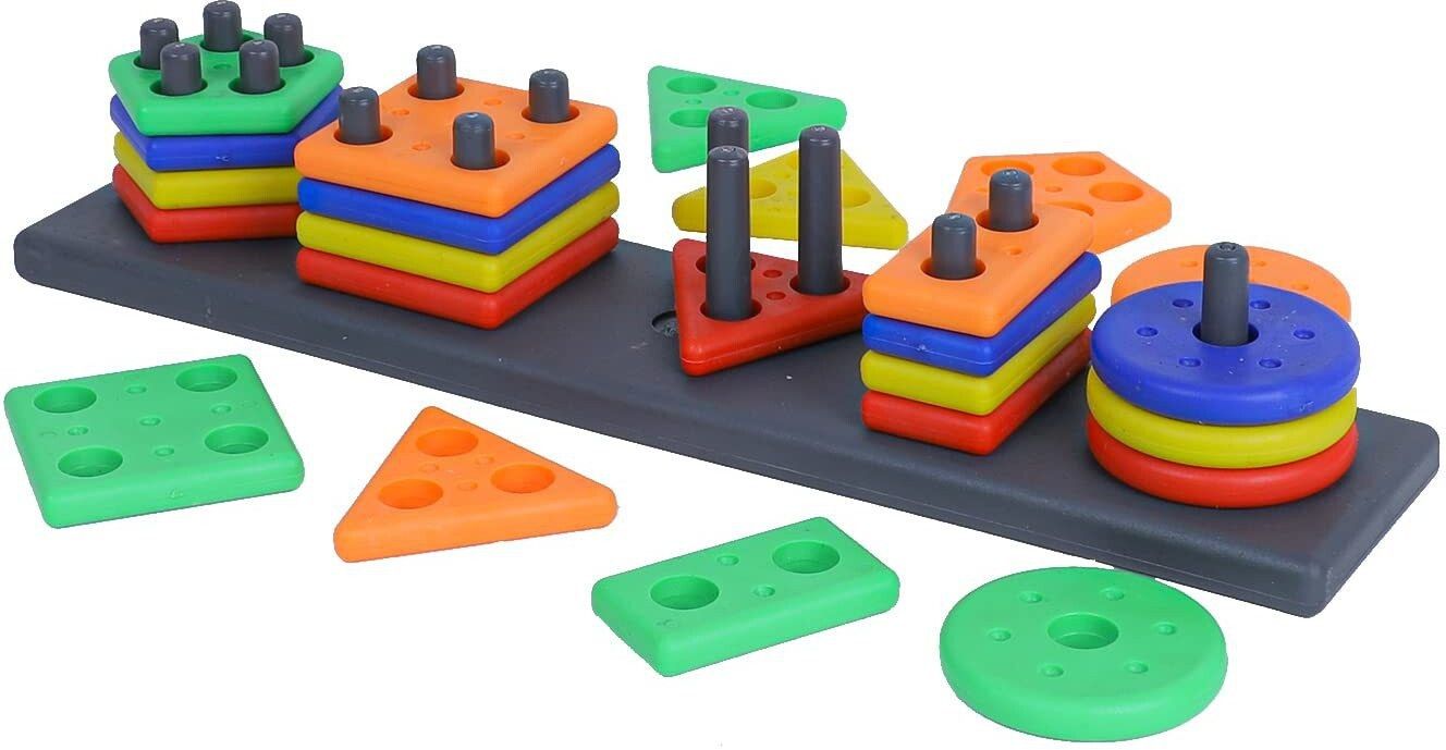 vrajvilla Educational Early Learning Geometric Column Puzzle, Stacker Shape Blocks-picture-28