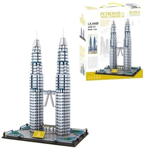1999pcs City Architecture Twin Towers Kuala Lumpur Building Blocks Brick Towel