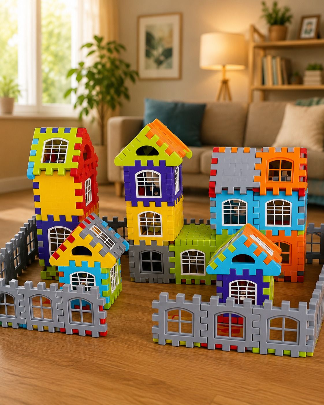 House Building Blocks 72Pcs Kids Learning Toy Multicolor-image-29