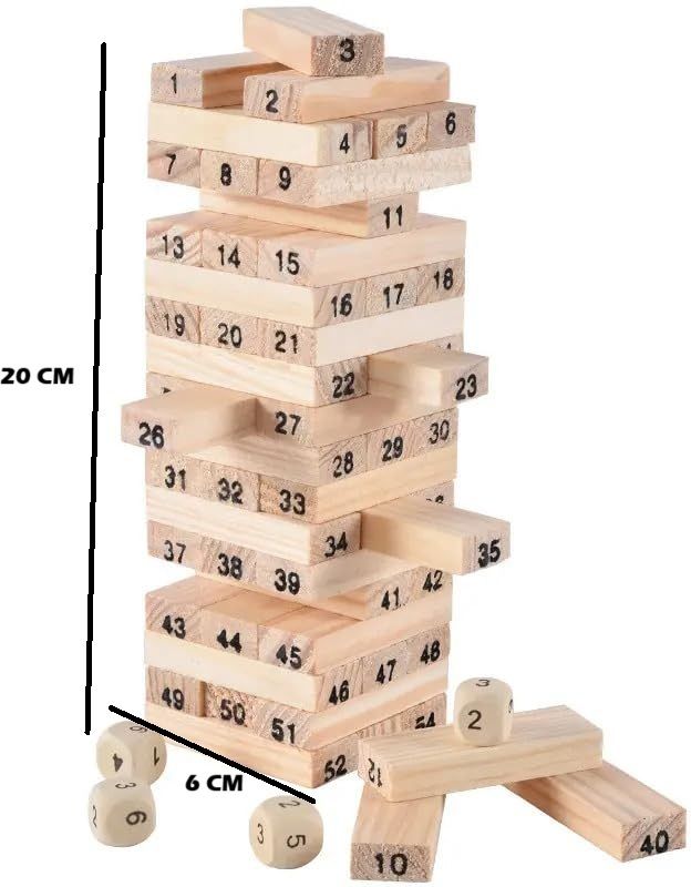 Wooden Tumbling Tower Blocks Game with Dice for Kids & Family Fun Toy-image-7