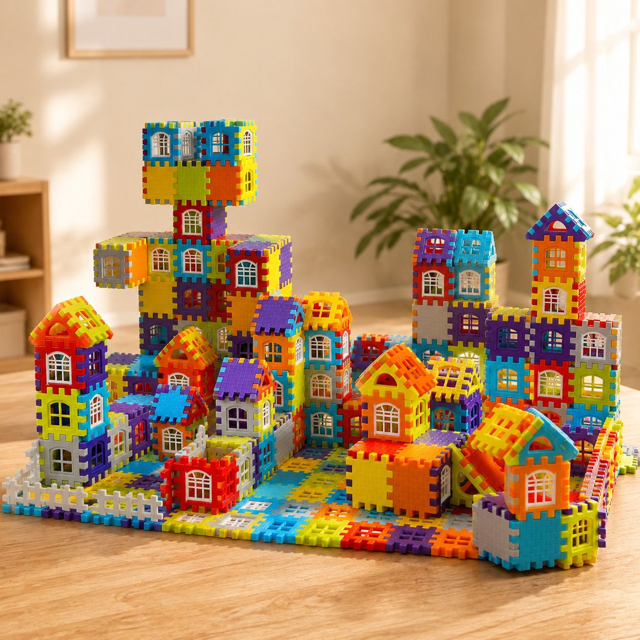 pulsbery 72 Pcs Colorful Interlocking Building Blocks House Construction Set-picture-26