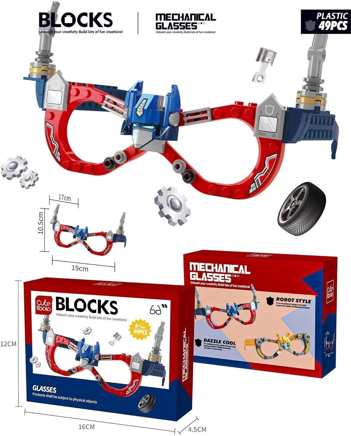 uniquetrendsin Glasses Building Blocks Creative Assembly Kit for Boys & Girls Ages 3+ Set of 2-picture-14