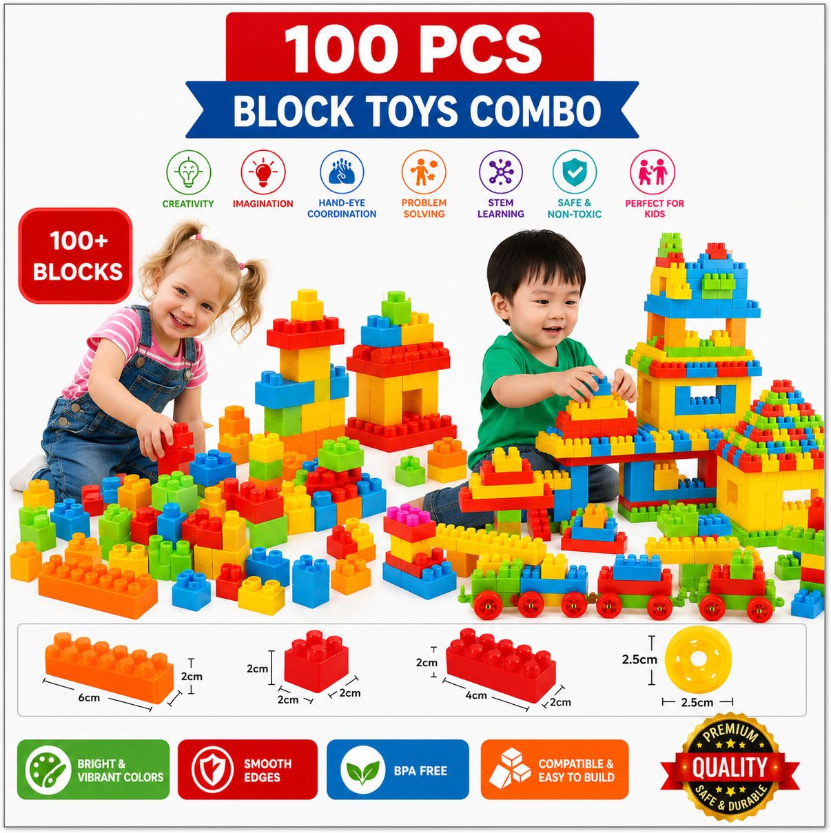 99+ PCS Building Bricks Set for Kids | STEM Learning and Creative Play Toy-image-32
