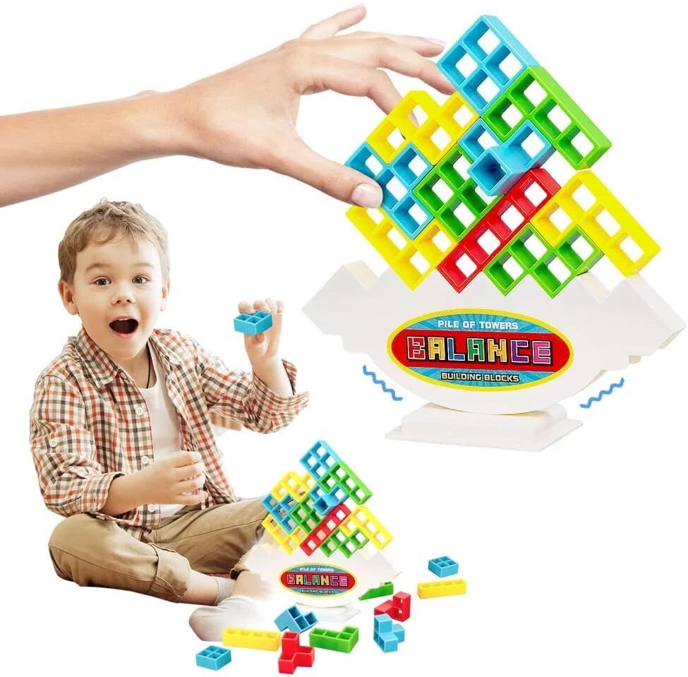 Tetra Tower Game 16 Pcs (4 Different Shapes) Stack Tower Blocks with 22 Cards-image-24