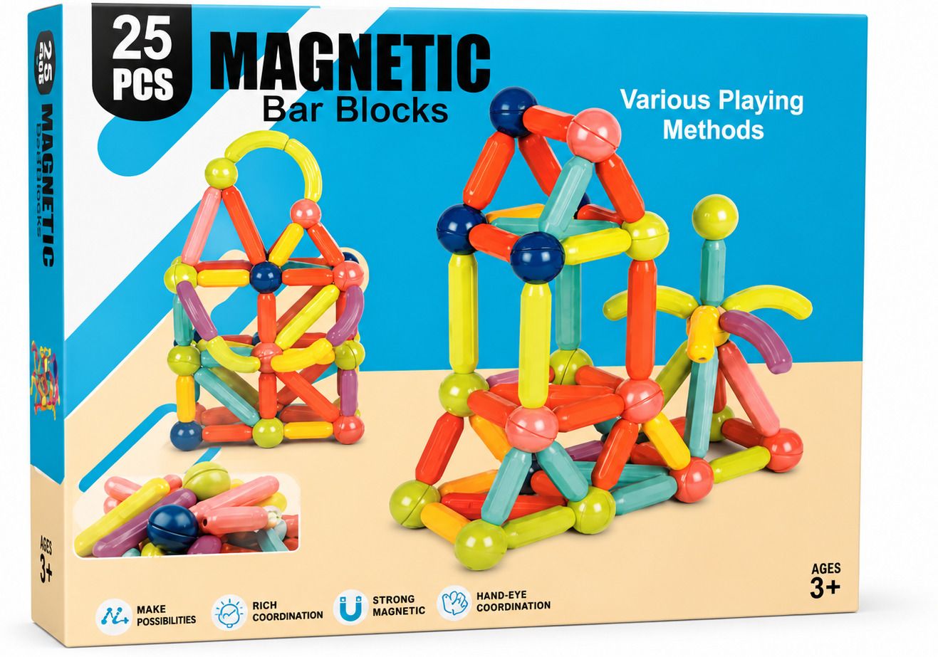 25 Pcs Magnetic Building Block Stick Set Educational Construction Toy-image-29