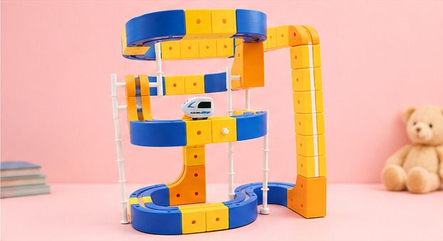 Magnetic Spiral Track Builder Toy with Auto Moving Car Educational Play Set-image-4