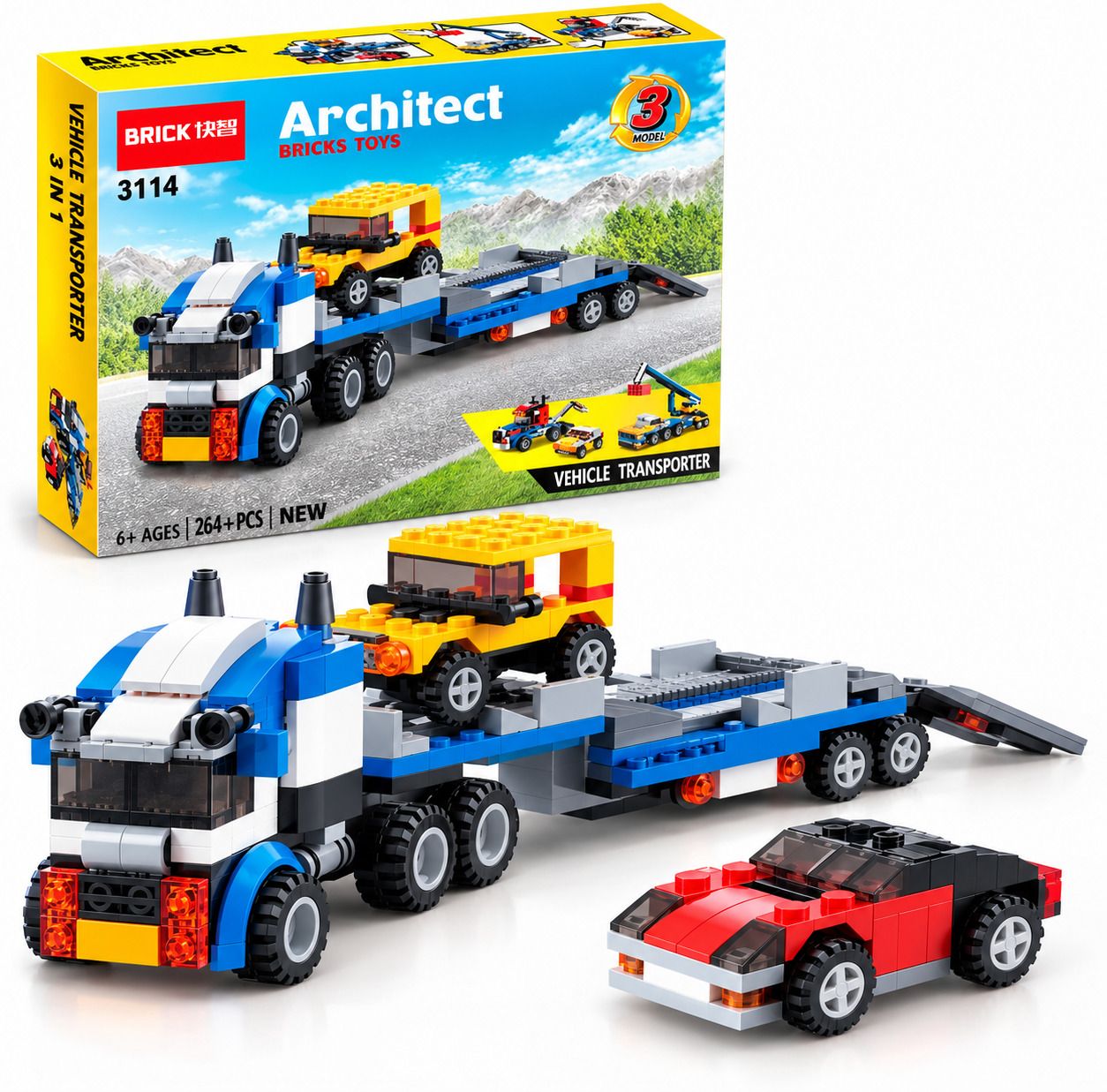 toyrentto 3 in 1 Vehicle Transporter Building Blocks Set 264+ Pieces-picture-48