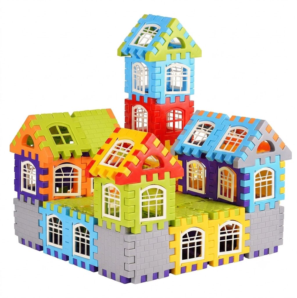 100 Pcs House Building Blocks Set for Kids 2-8 Years Educational Toy-image-45