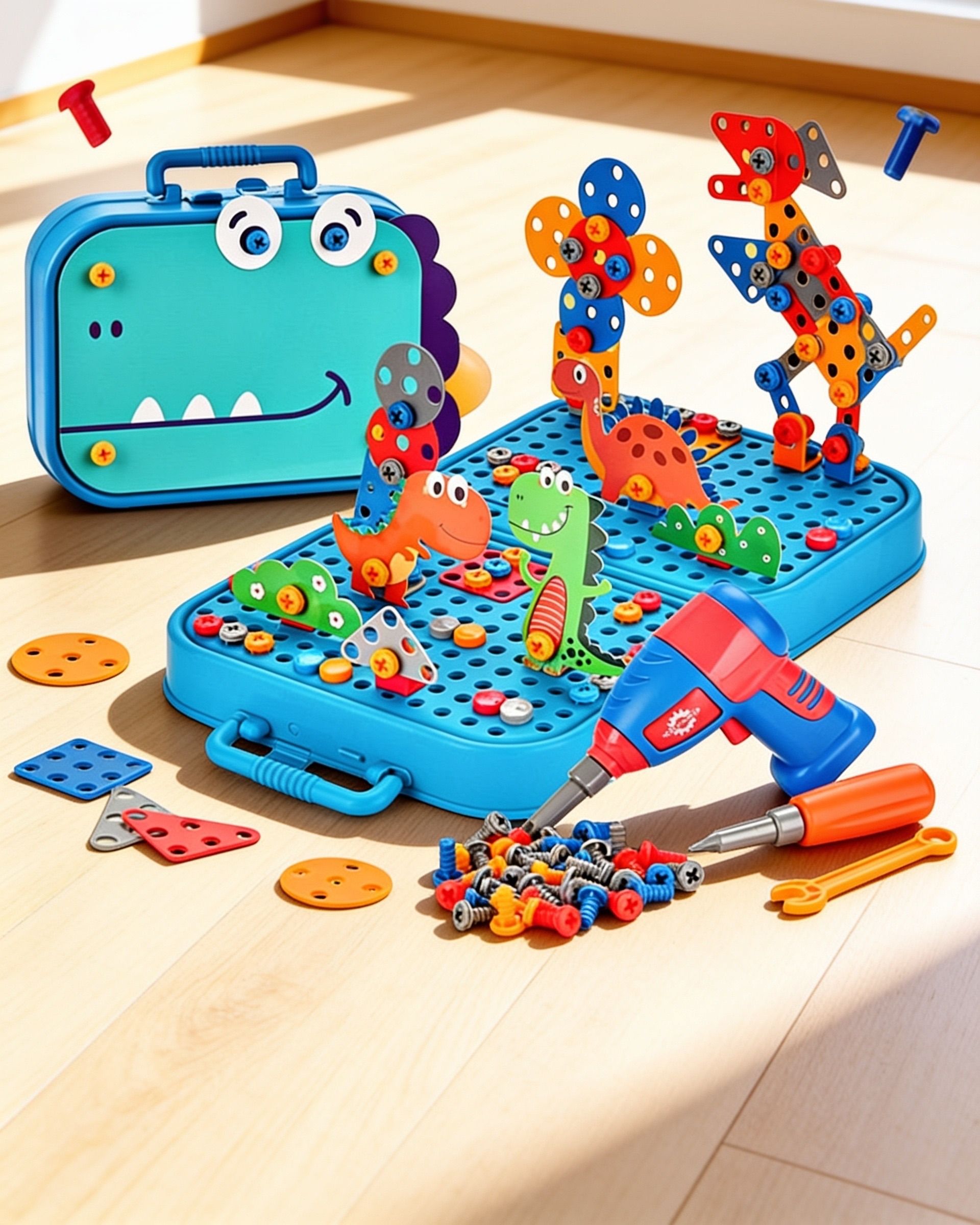 DIY Electric Drill Screw Tool Set 228 Pcs 2D & 3D Building Puzzle Toy Kids-image-49