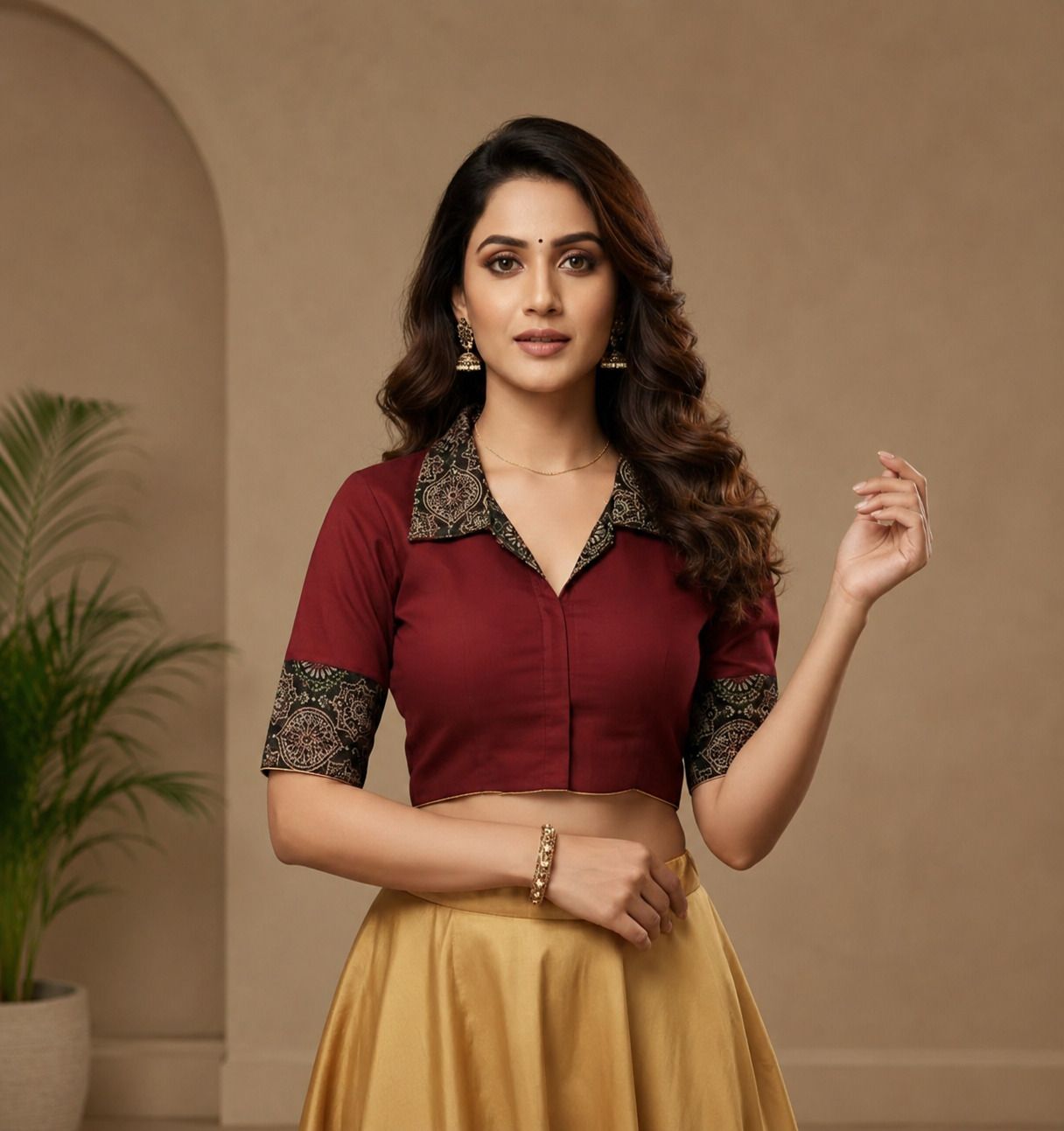 Band collar Women Blouse-image-15