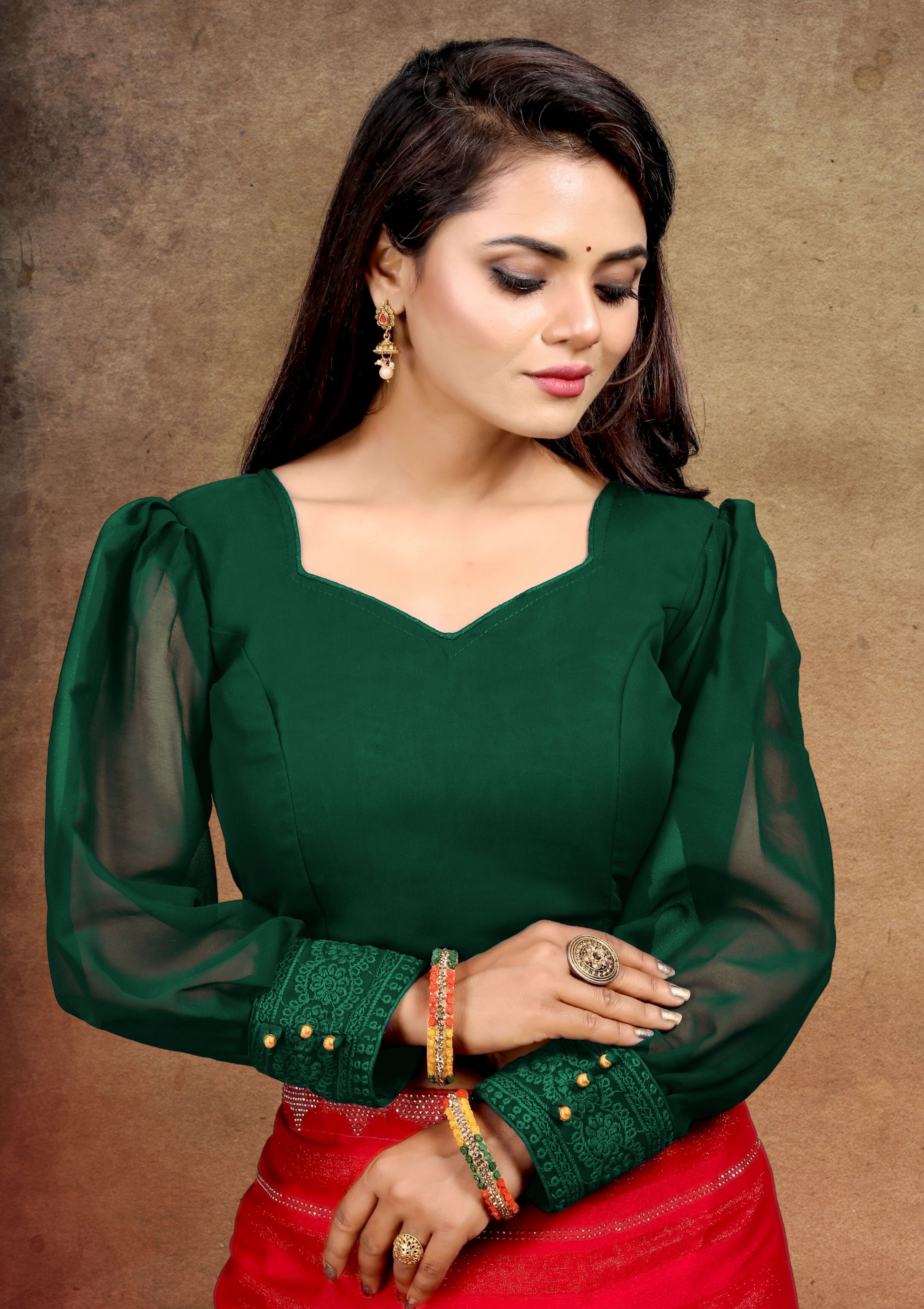 Sweetheart Neck Women Blouse-image-29