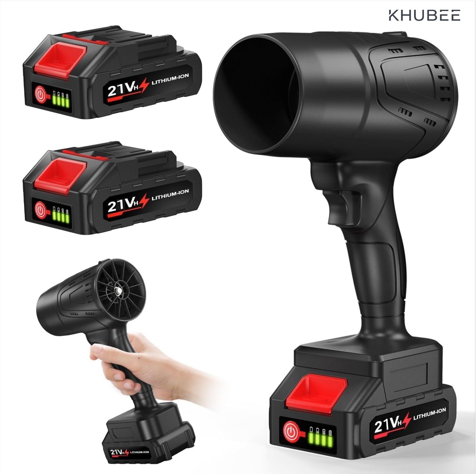 khubee Cordless Air Blower Rechargeable Battery Operated, Portable Forward Curved Leaf Blower-picture-44