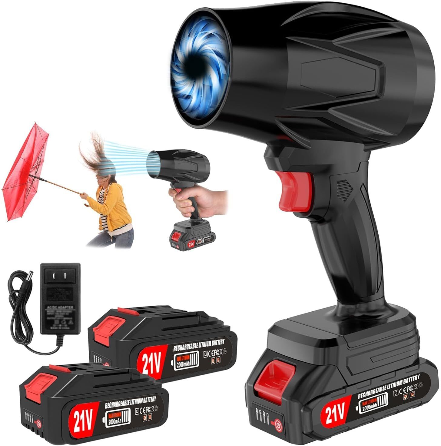 Turbo Jet Blower Cordless 48V,Handheld High Powerful Blow Brushless Motor Extra Forward Curved Hi-Powered Blower