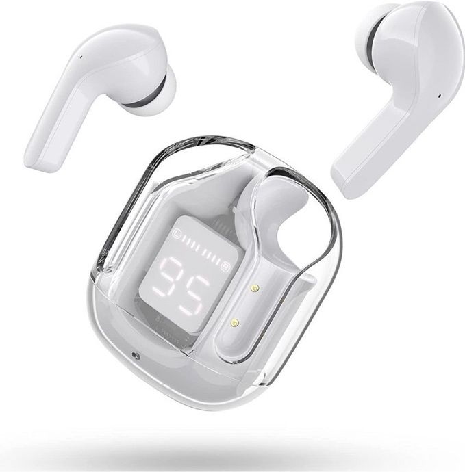 Shyrock T12 Earbuds Magnet Headset With Mic Bluetooth Gaming Headset (White, True) Smart Headphones-image-1