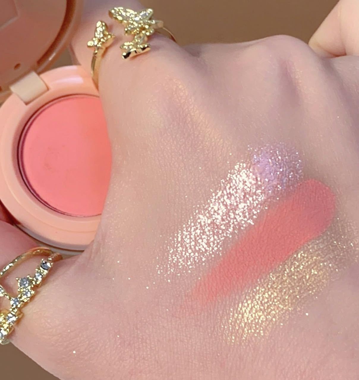 thtc best mini3-in-1 Face Blusher & Highlighter Mini Compact Palette-picture-31
