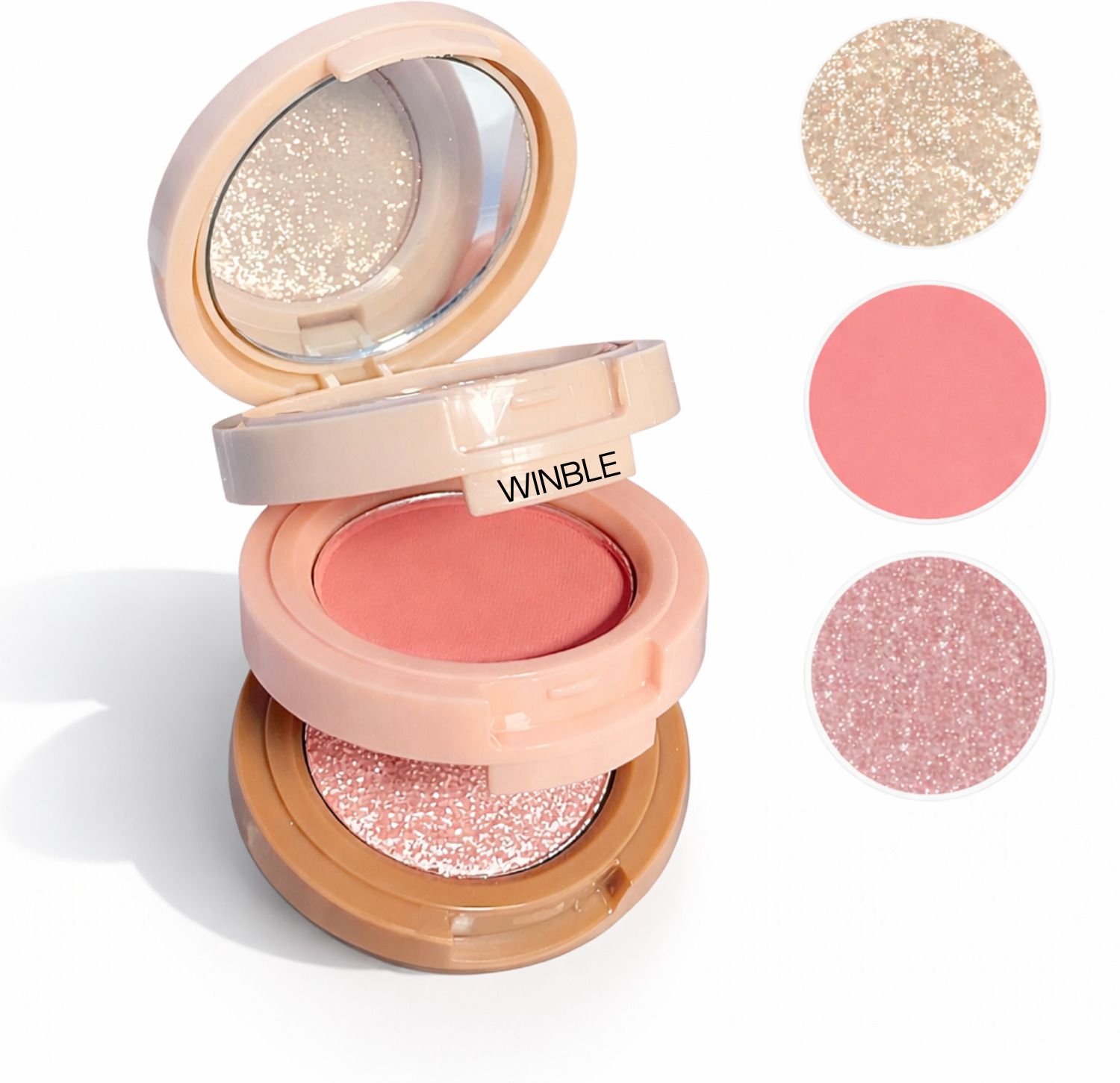 3 in 1 Face Blusher & Highlighter Palette – Travel Makeup Compact-image-46