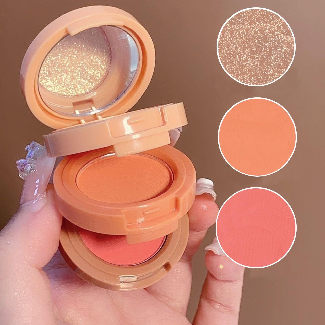huda freak Beauty 3 in 1 Blush with & and Highlighter Combo Korean Makeup Blusher Palette-picture-13