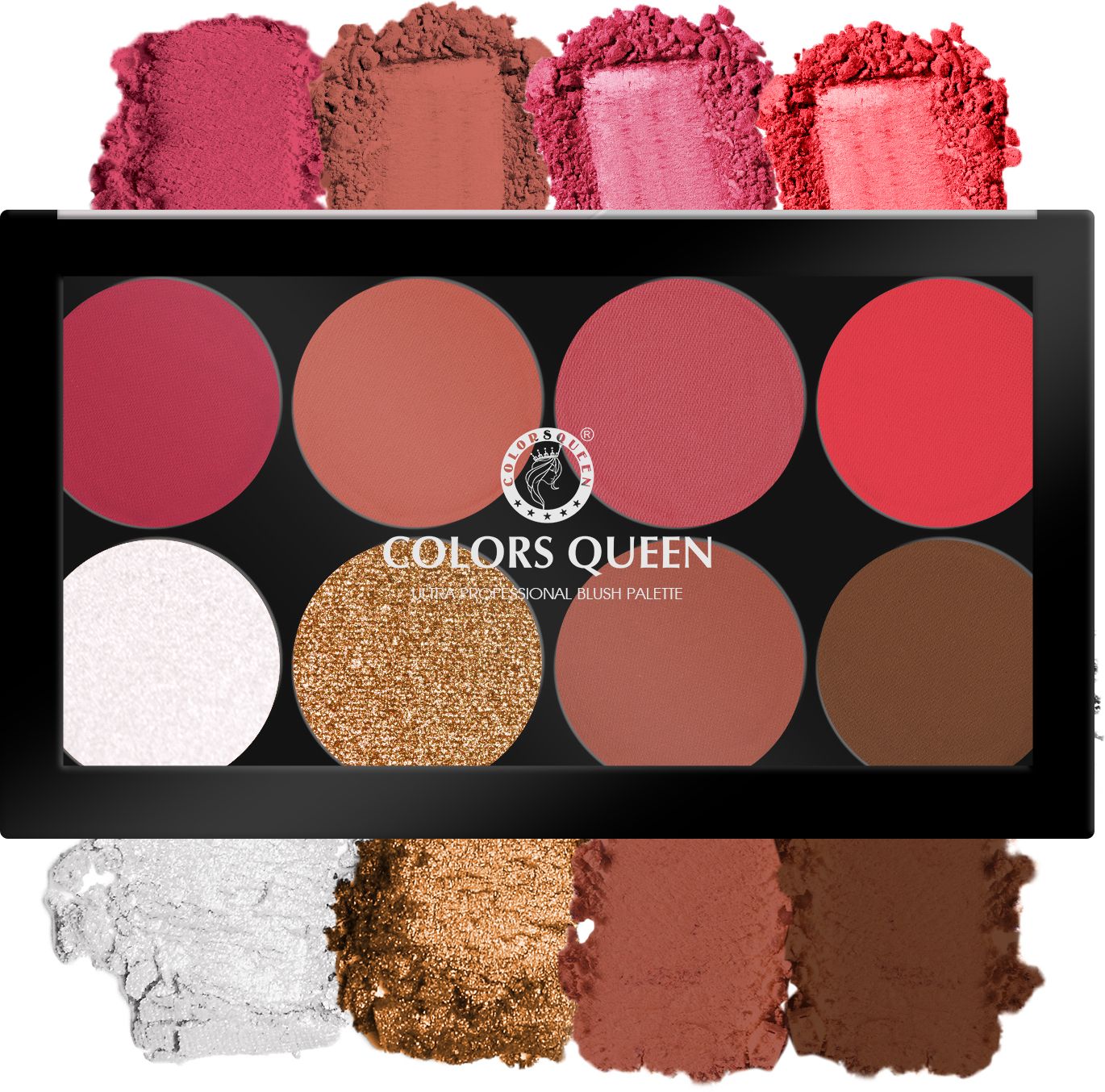 Matte Blusher Palette with Shimmer Highlighter and Contour for Face & Cheeks-image-9