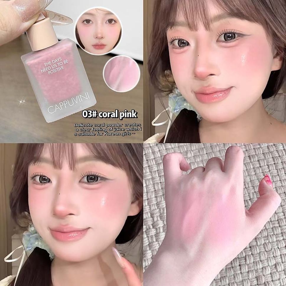 cappuvini Natural Light Bubble Blush Dewy Finish Korean Style Pink Cheek Tint for Women-picture-15