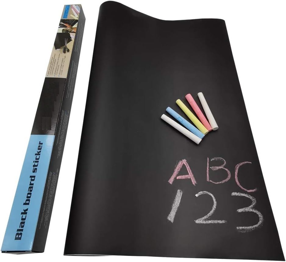 Removable Chalkboard Contact Paper Roll with 5 Colorful Chalks 7 yes Backboard-image-3