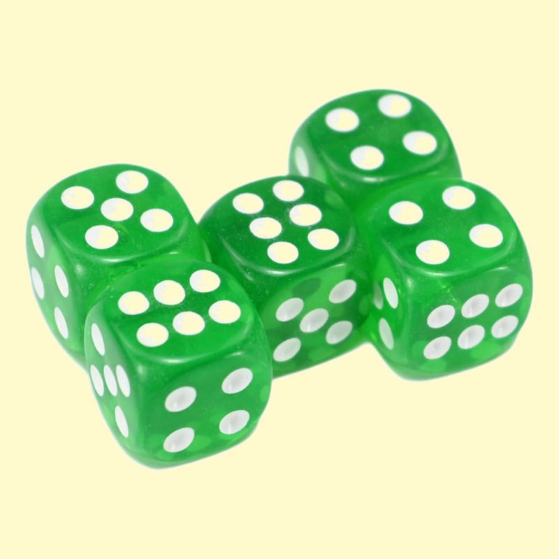 ISHARA Pack of 18 pcs 16mm six sided Transparent Green Colour Dice Carrom Board Game-image-48