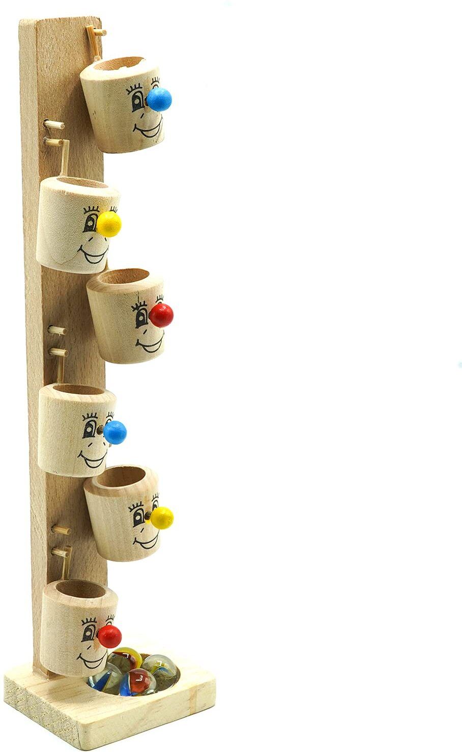 Toys Wooden Marble Run Game, Natural Wood Tower with Smiling Cups, Hand-Eye-image-9