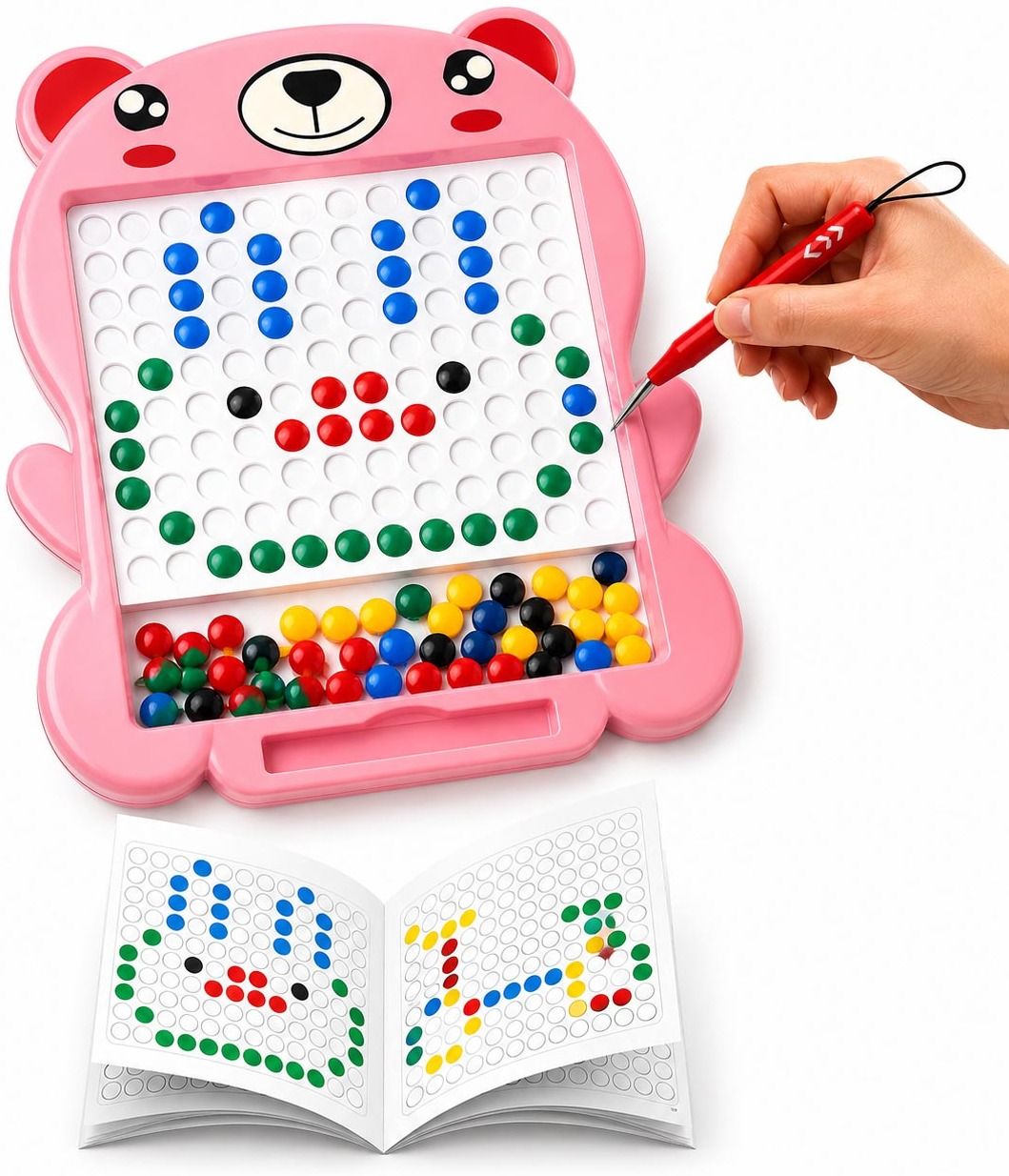 spocco Magnetic Bead Drawing Board for Kids with Pen Re-usable Educational Slate Toy 06 Educational Board Games-picture-23