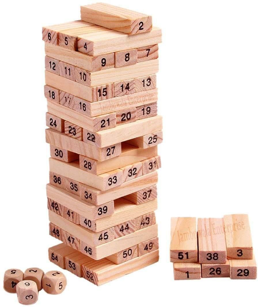 raahi enterprise Wooden Jenga Style Tumbling Tower Educational Game with Dice-picture-20