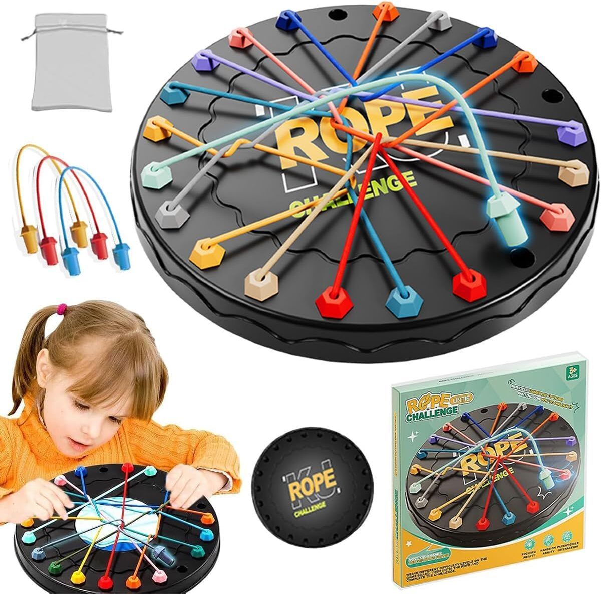 zinnia Twisted Rope Knots Untangle Stack Board Games for kids and adults 23 cm Chess Board-picture-5