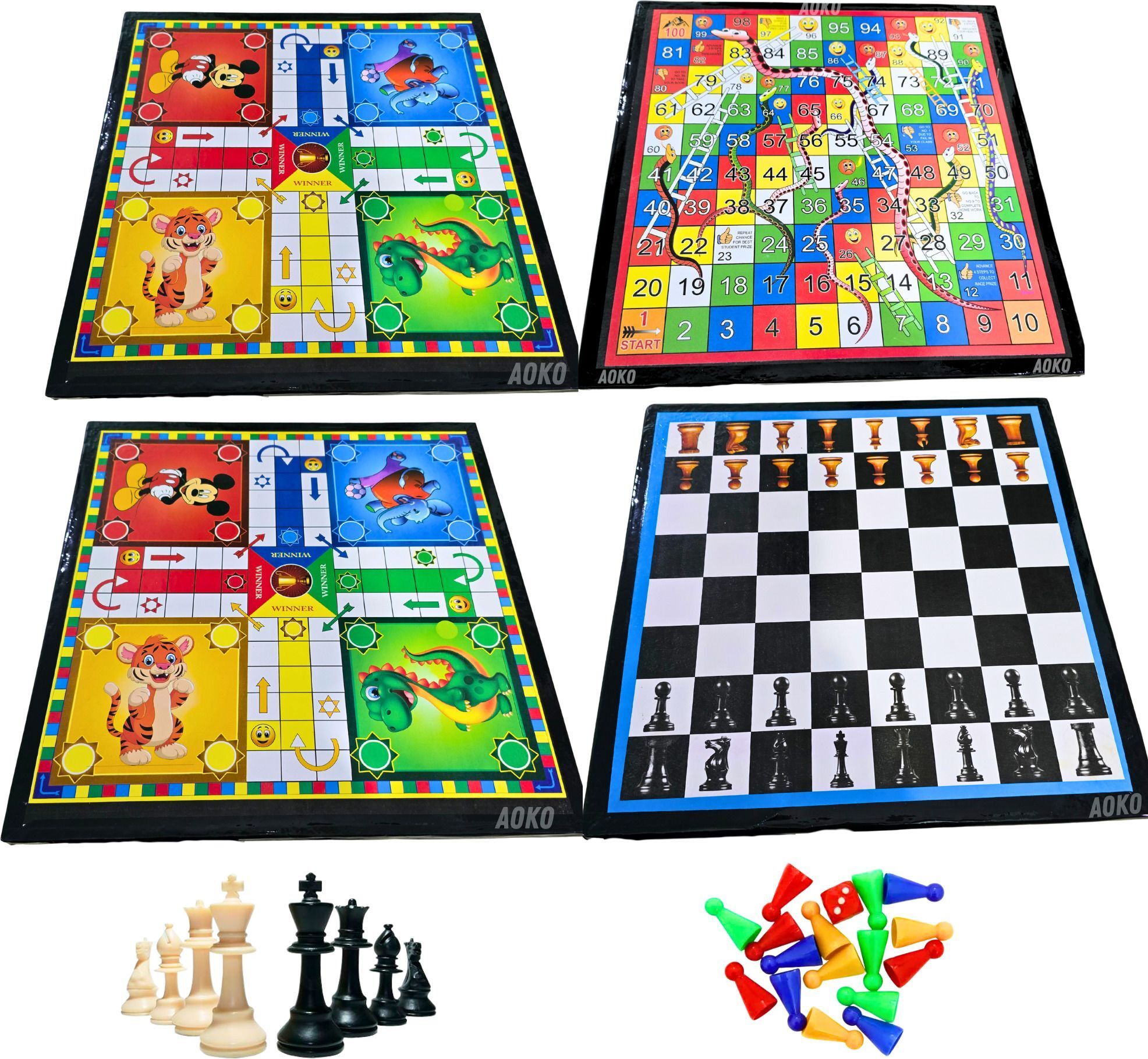 COMBO of 2 Ludo And Chess + Ludo Snakes & Ladders Size 12x12 Inches Party & Fun Board Game-image-46