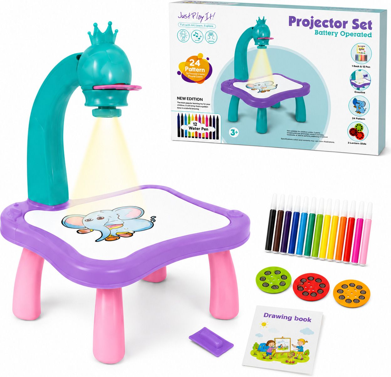 Drawing Projector Table for Kids | 24 Patterns & 12 Pens | Age 3+ Educational Board Games-image-33