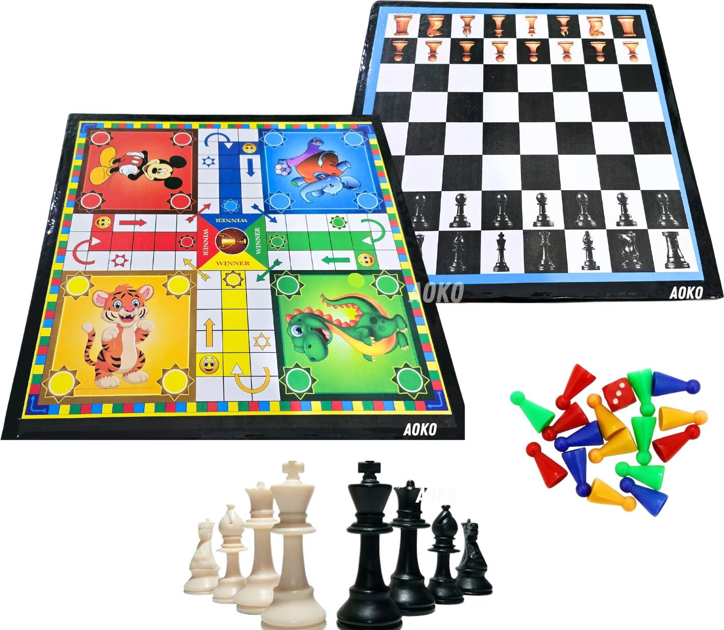 aoko 2 in 1 Ludo and Chess Board game 12x12 Inch) Party & Fun Board Game-picture-41