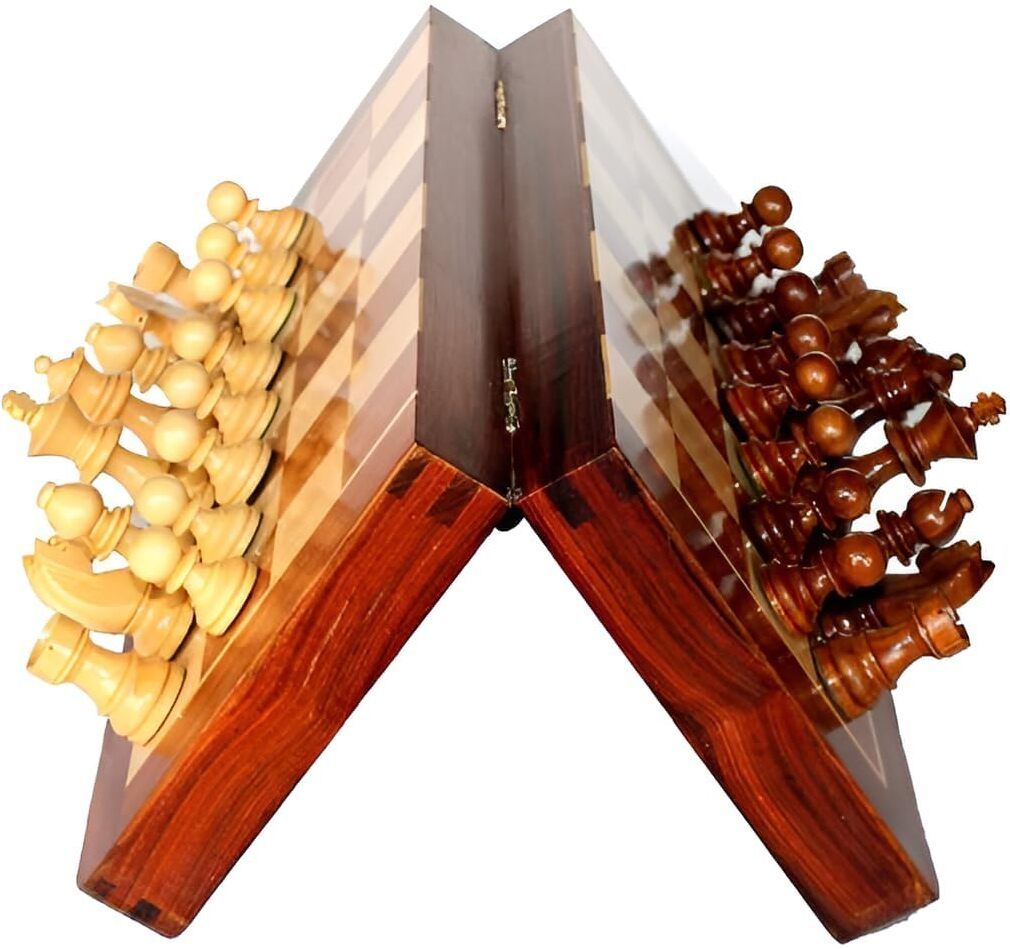Wooden Magnetic Chess Board Foldable Educational Toys for Kids & Adults 10 Inch 25 cm Chess Board-image-30