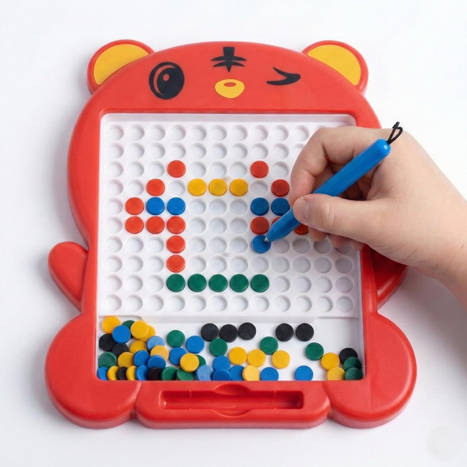 spocco Magnetic Bead Drawing Board for Kids with Pen Re-usable Educational Slate Toy 20 Educational Board Games-picture-18