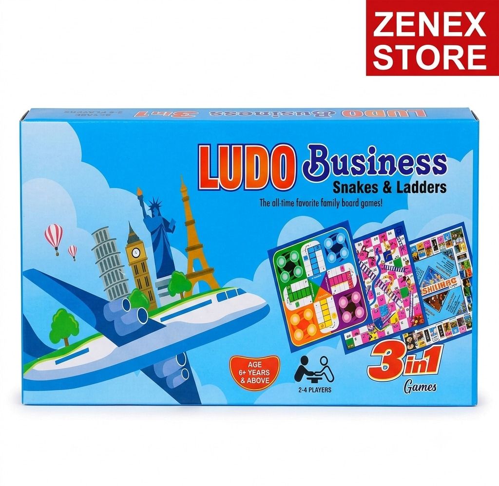 zenex store 3-in-1 Board Game Set for Kids & Family | Ludo, Business Money Game & Snakes Board Game Accessories-picture-28