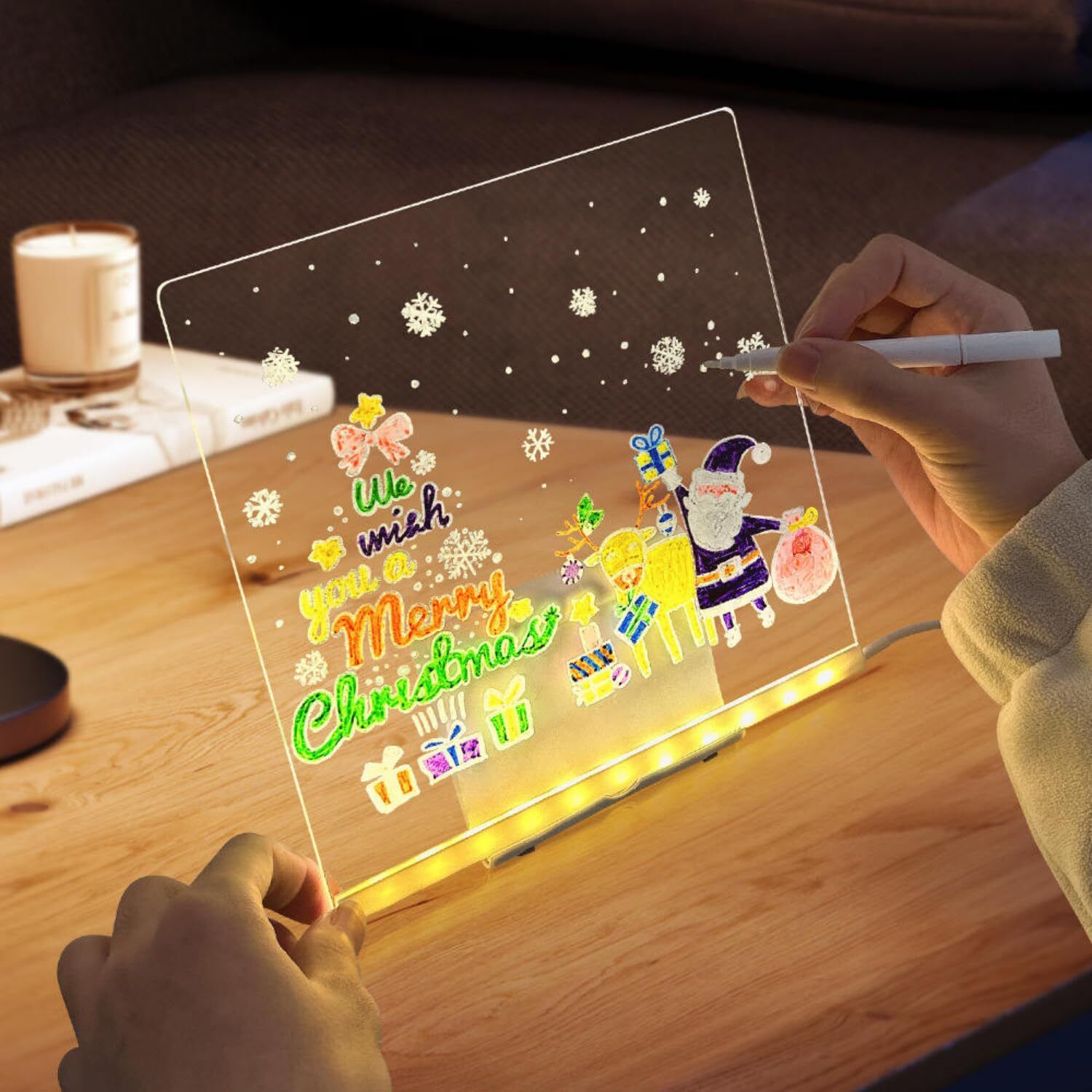 one23pop DIY 3D LED Acrylic Writing Board with Pen | 15x15 cm | Message & Study lamp Study Lamp-picture-10