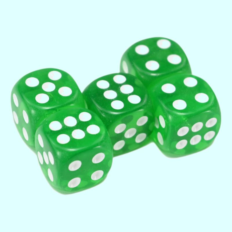 ISHARA Pack of 18 pcs 16mm six sided Transparent Green Color Dice Carrom Board Game-image-38