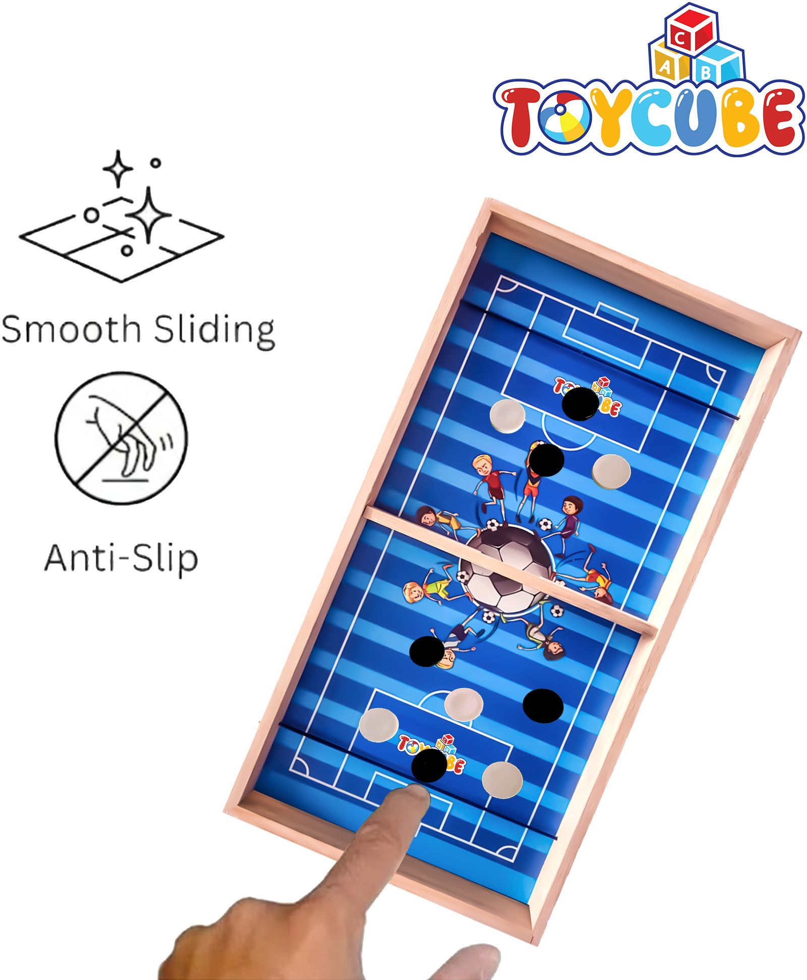 toycube Fast Finger Premium 3-in-1 Wooden Board Game | Sling Puck Ludo & Snakes | 3+ Board Game Accessories-picture-28