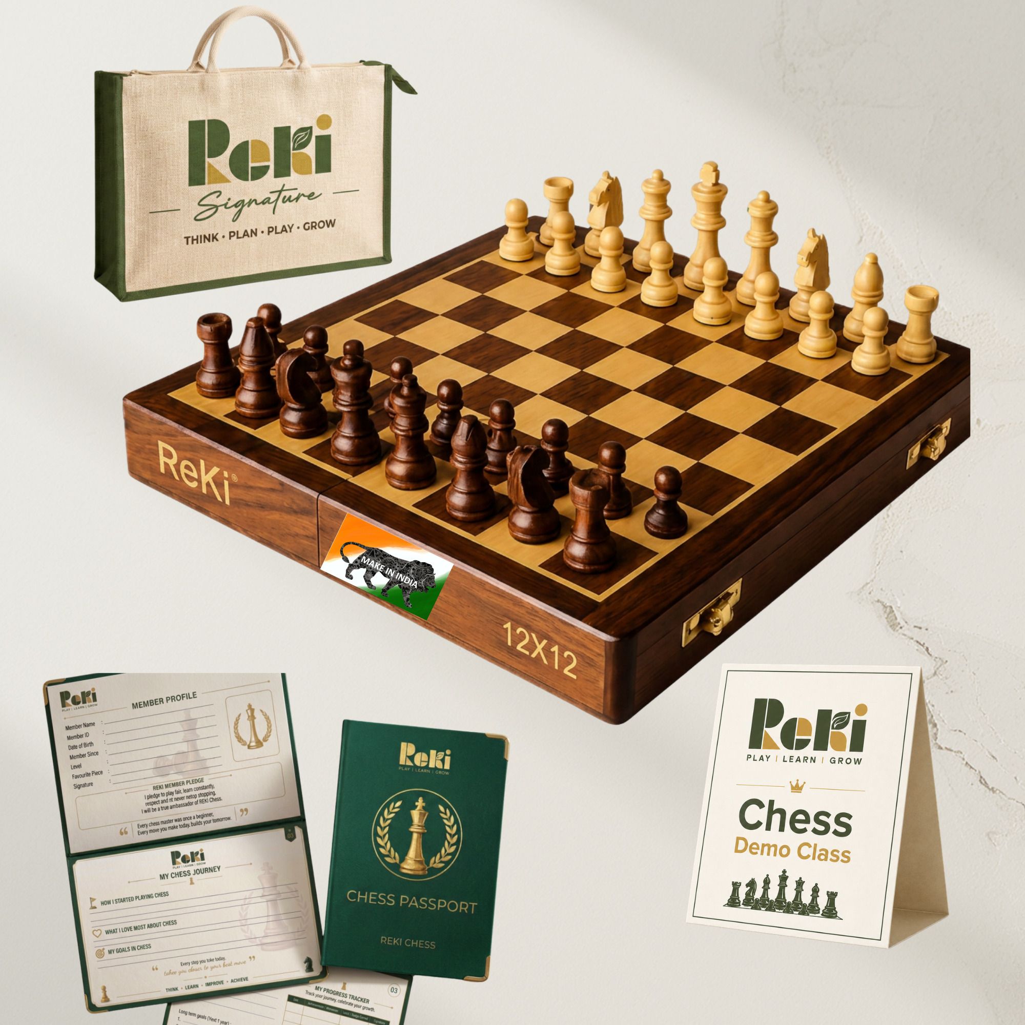 Signature 12x12 Magnetic Wooden Chess Set | Jute Bag | Online Demo Class | Educational Board Games-image-22